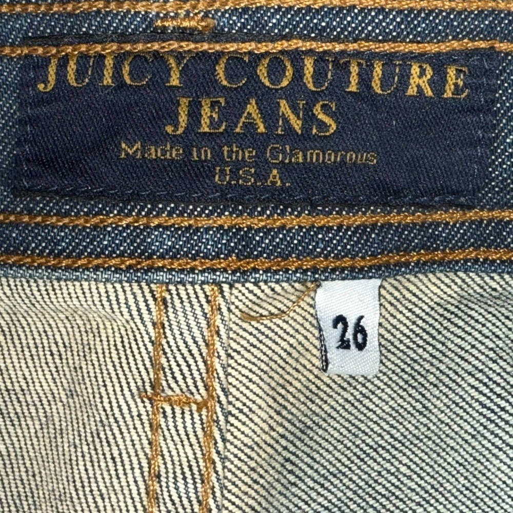 Y2K Juicy Couture Made in USA Zip Pocket Capri Jeans Size 26 No Back Pockets - Picture 8 of 11